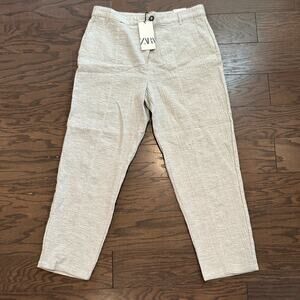 Zara Grey Chino Fit Tumbled Cotton Pants Size US 10 NEW